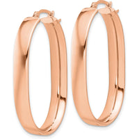 14K Rose Gold Hollow Oval Hoop Earrings - Polished Finish 31mm by 0
