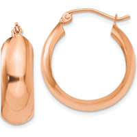 14K Rose Gold Hoop Earrings - Polished Finish, 21mm Diameter by 0
