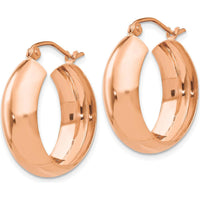 14K Rose Gold Hoop Earrings - Polished Finish, 21mm Diameter by 0