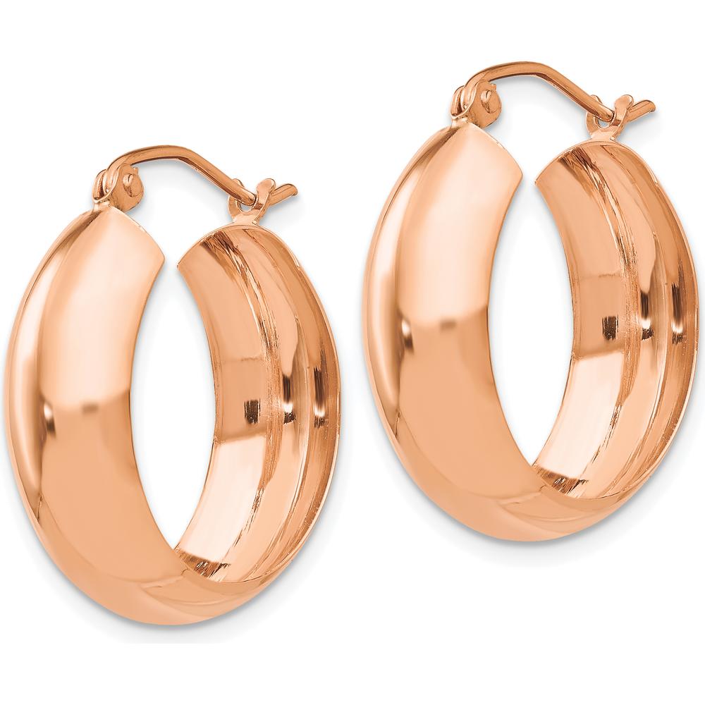 14K Rose Gold Hoop Earrings - Polished Finish, 21mm Diameter by 0