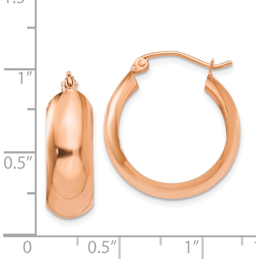 14K Rose Gold Hoop Earrings - Polished Finish, 21mm Diameter by 0
