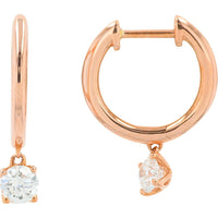 14K Rose Gold Huggie Earrings with 0.50 Carat Lab Grown Round Diamonds