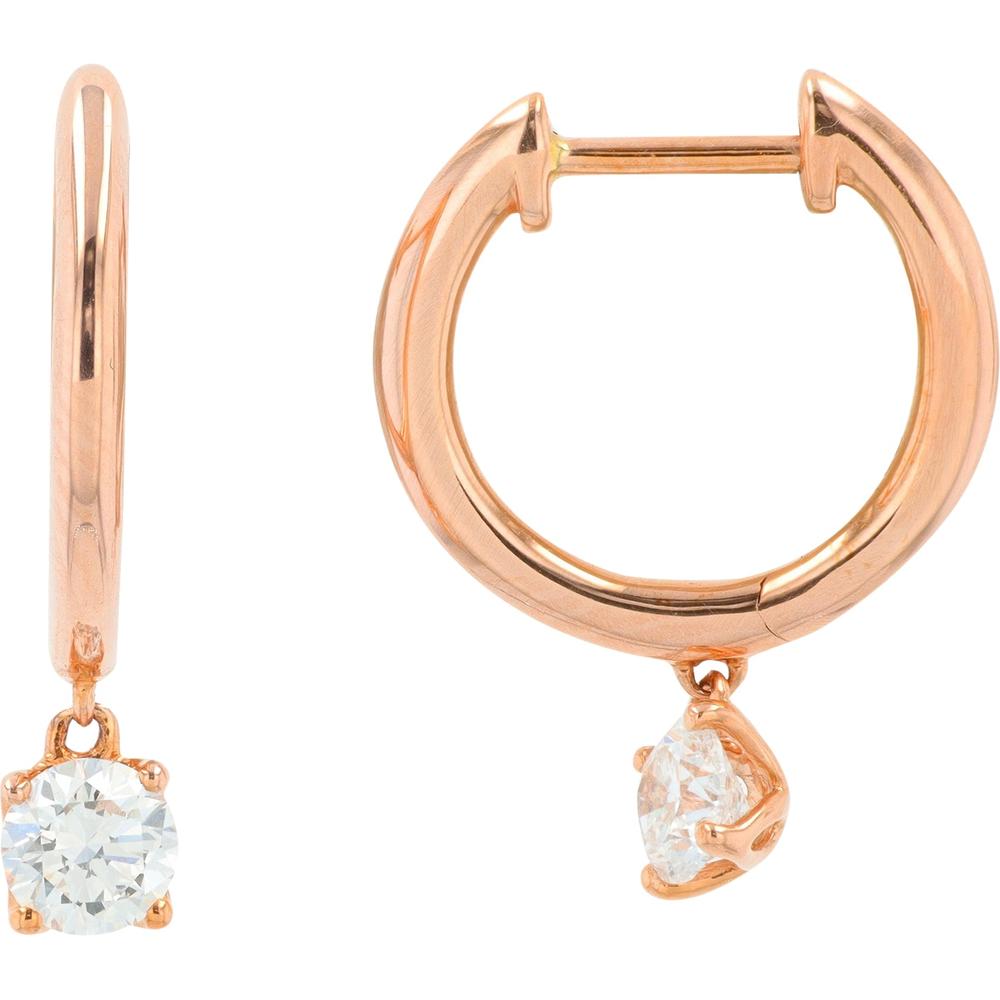 14K Rose Gold Huggie Earrings with 0.50 Carat Lab Grown Round Diamonds