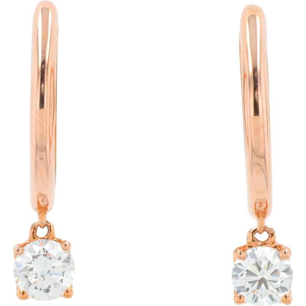 14K Rose Gold Huggie Earrings with 0.50 Carat Lab Grown Round Diamonds