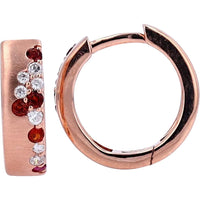 14K Rose Gold Huggie Earrings with Garnet & Ruby - 0.16 Carats Total Gemstone Weight
