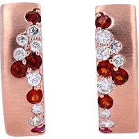 14K Rose Gold Huggie Earrings with Garnet & Ruby - 0.16 Carats Total Gemstone Weight