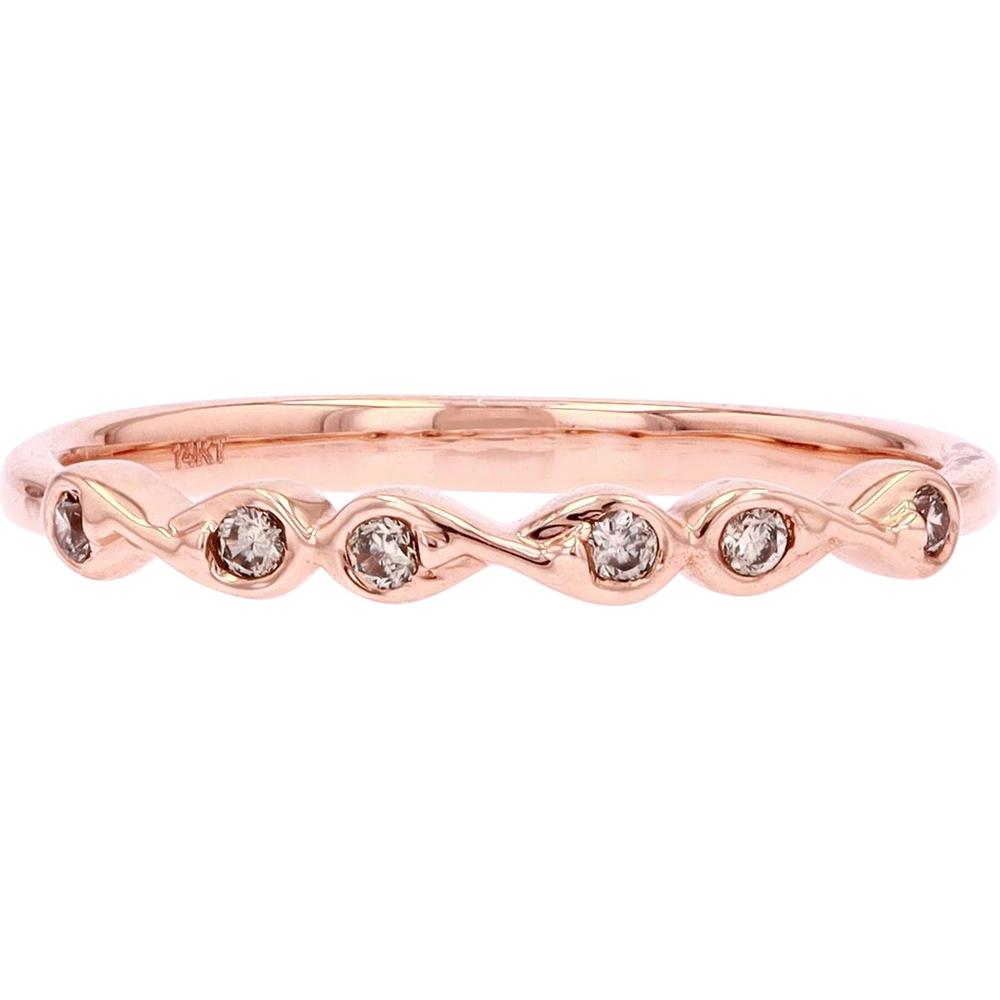 14K Rose Gold Infinity Diamond Band with Bezel Set Round Diamonds - 0.08 Carat Total Diamond Weight
