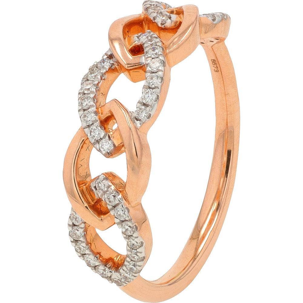 14K Rose Gold Interlocking Link Band with Prong-Set Round Lab Grown Diamonds - 0.21 Carat Total Diamond Weight