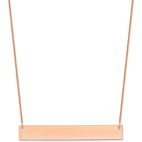 14K Rose Gold Large Engravable Blank Bar Necklace with Cable Chain - Personalized Jewelry Piece by Oro Pregiato