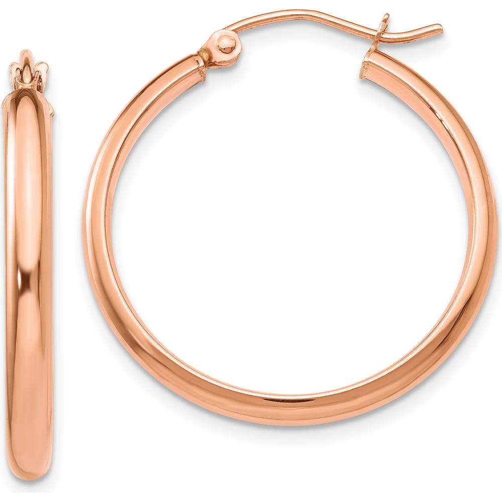 14K Rose Gold Large Hoop Earrings - 25mm in Length by 0