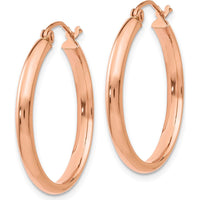 14K Rose Gold Large Hoop Earrings - 25mm in Length by 0