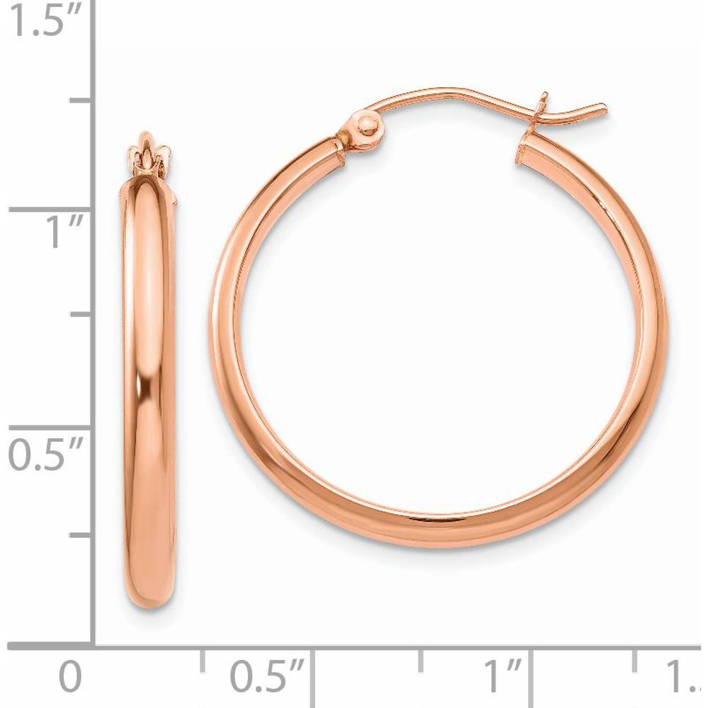 14K Rose Gold Large Hoop Earrings - 25mm in Length by 0