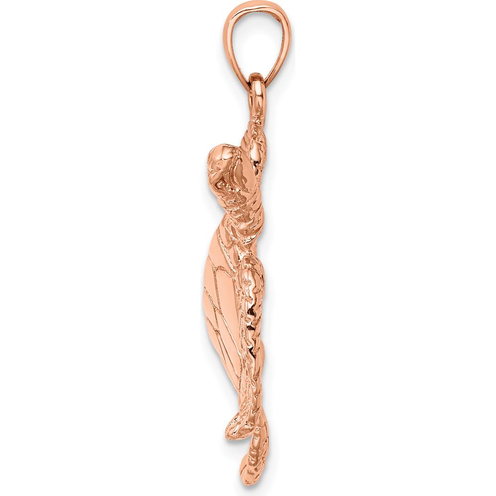 14K Rose Gold Large Textured Swimming Sea Turtle Charm - Polished Finish by Oro Pregiato