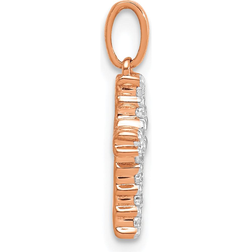 14K Rose Gold Latin Cross Pendant with Round Diamonds - 0.10 Carat Total Diamond Weight by Oro Pregiato