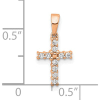 14K Rose Gold Latin Cross Pendant with Round Diamonds - 0.10 Carat Total Diamond Weight by Oro Pregiato