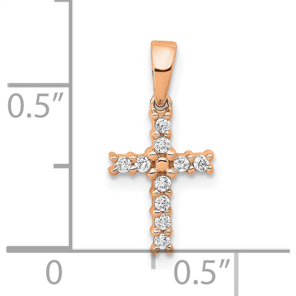 14K Rose Gold Latin Cross Pendant with Round Diamonds - 0.10 Carat Total Diamond Weight by Oro Pregiato