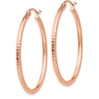 14K Rose Gold Lightweight Large Diamond-Cut Hoop Earrings - Polished Finish by 0