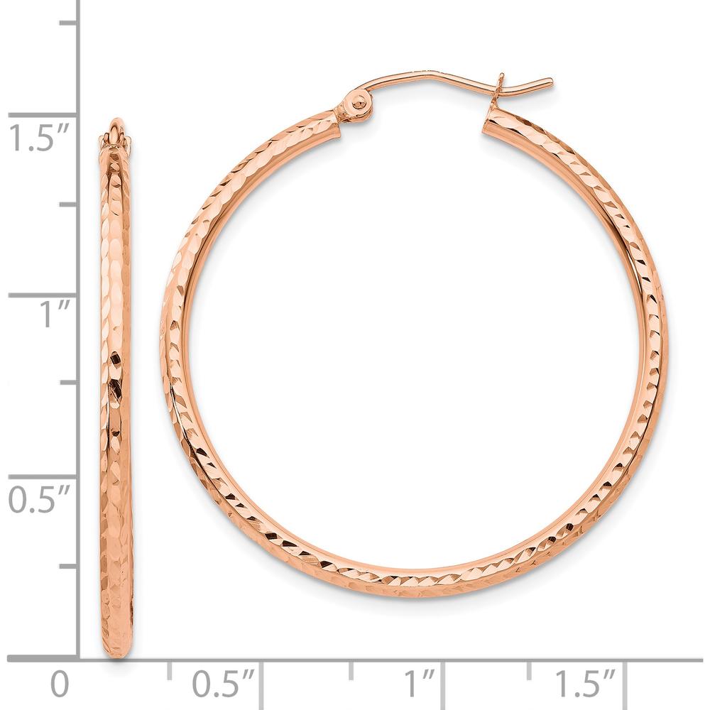 14K Rose Gold Lightweight Large Diamond-Cut Hoop Earrings - Polished Finish by 0