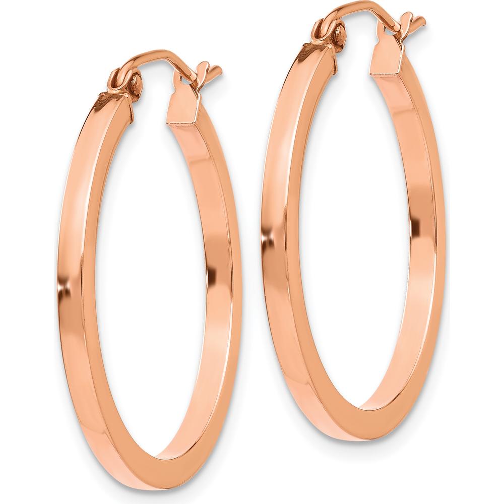 14K Rose Gold Lightweight Square Tube Hoop Earrings - 25mm Length by 0