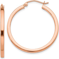 14K Rose Gold Lightweight Square Tube Hoop Earrings - Elegant and Polished Design by 0