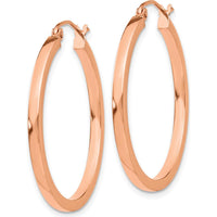 14K Rose Gold Lightweight Square Tube Hoop Earrings - Elegant and Polished Design by 0