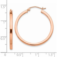 14K Rose Gold Lightweight Square Tube Hoop Earrings - Elegant and Polished Design by 0