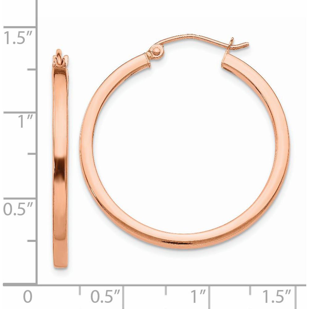 14K Rose Gold Lightweight Square Tube Hoop Earrings - Elegant and Polished Design by 0