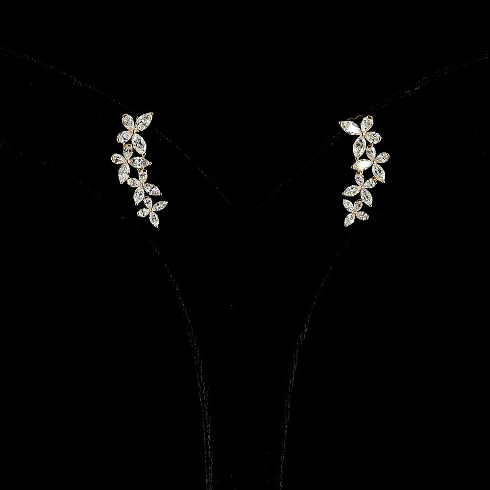 14K Rose Gold Marquise and Pear Shape Diamond Crawler Earrings with Inclined Prong Setting - 1.42 Carats Total Lab Diamond Weight - Covaloro Fine Jewelry