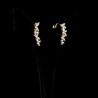 14K Rose Gold Marquise and Pear Shape Diamond Crawler Earrings with Inclined Prong Setting - 1.42 Carats Total Lab Diamond Weight - Covaloro Fine Jewelry