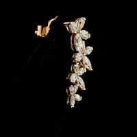 14K Rose Gold Marquise and Pear Shape Diamond Crawler Earrings with Inclined Prong Setting - 1.42 Carats Total Lab Diamond Weight - Covaloro Fine Jewelry