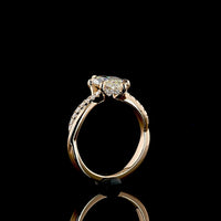 14K Rose Gold Marquise Cut Hidden Halo Ring with Twisted Pave Diamond Shank - 2.41 Carat Total Weight Lab Diamond (E VVS2 Center) - Covaloro Fine Jewelry