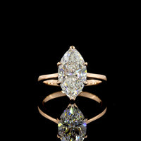 14K Rose Gold Marquise Cut Lab Diamond Solitaire Ring - 3.12 Carat E-F VS1 with IGI Certification - Covaloro Fine Jewelry