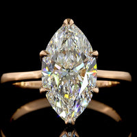 14K Rose Gold Marquise Cut Lab Diamond Solitaire Ring - 3.12 Carat E-F VS1 with IGI Certification - Covaloro Fine Jewelry