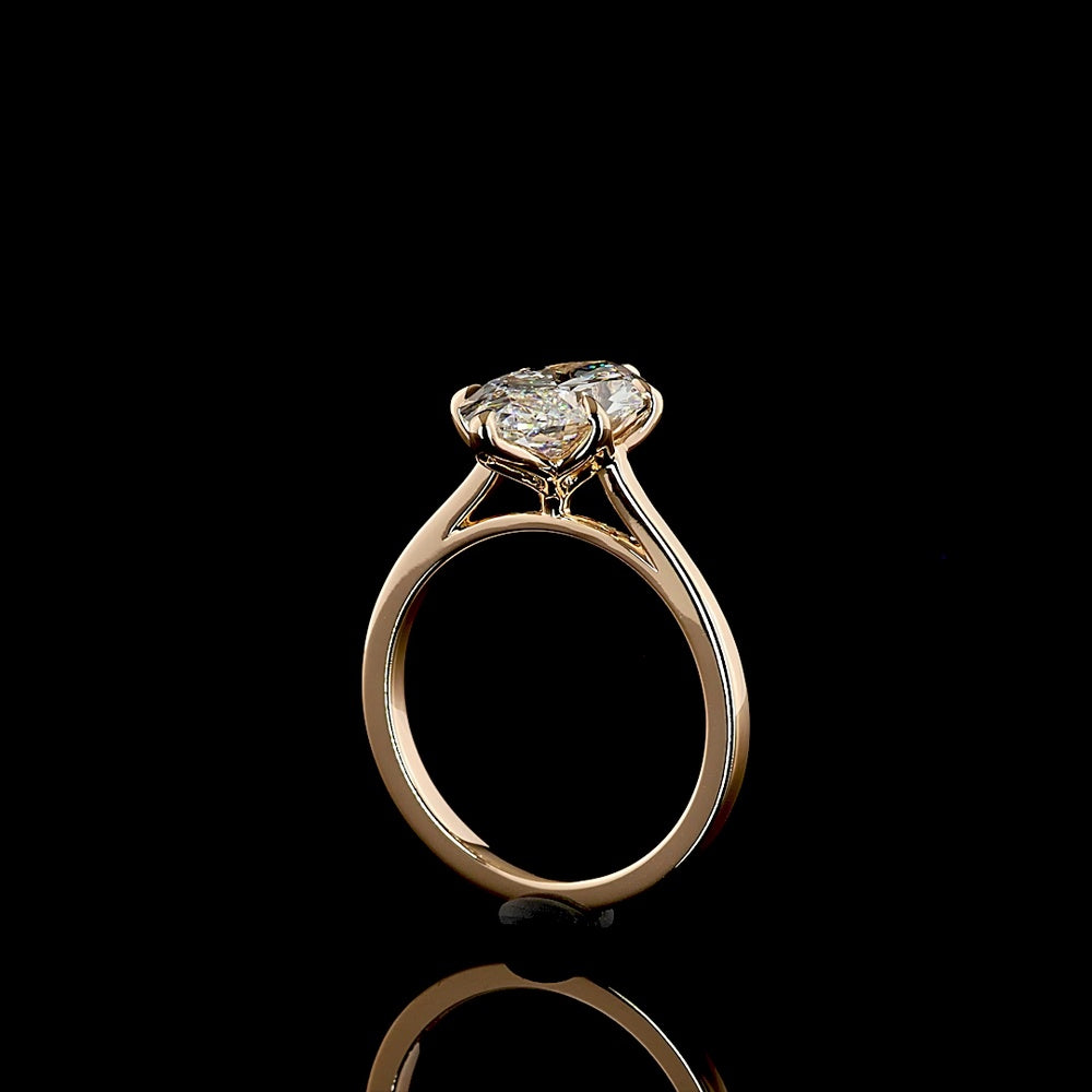 14K Rose Gold Marquise Cut Lab Diamond Solitaire Ring - 3.12 Carat E-F VS1 with IGI Certification - Covaloro Fine Jewelry