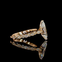 14K Rose Gold Marquise Cut Lab Diamond Twisted Shank Ring with Accent Marquise and Round Diamonds - 2.25 Carat Total Weight - Covaloro Fine Jewelry