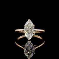 14K Rose Gold Marquise Cut Solitaire Ring with 2.03 Carat Lab-Grown Diamond - E-F Color, VVS2 Clarity, IGI Certified - Covaloro Fine Jewelry