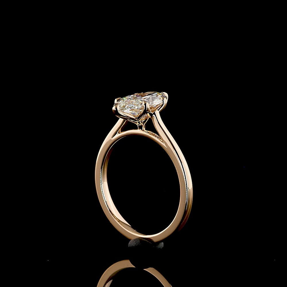 14K Rose Gold Marquise Cut Solitaire Ring with 2.03 Carat Lab-Grown Diamond - E-F Color, VVS2 Clarity, IGI Certified - Covaloro Fine Jewelry