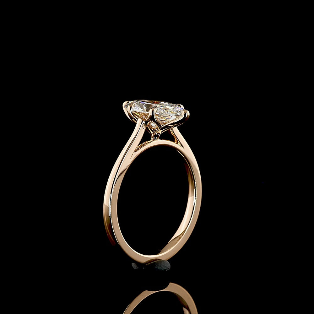 14K Rose Gold Marquise Cut Solitaire Ring with 2.03 Carat Lab-Grown Diamond - E-F Color, VVS2 Clarity, IGI Certified - Covaloro Fine Jewelry