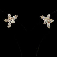 14K Rose Gold Marquise Flower Stud Earrings with Pear and Marquise Cut Lab Diamonds - 4.34 Carats Total Diamond Weight - Covaloro Fine Jewelry