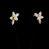 14K Rose Gold Marquise Flower Stud Earrings with Pear and Marquise Cut Lab Diamonds - 4.34 Carats Total Diamond Weight - Covaloro Fine Jewelry