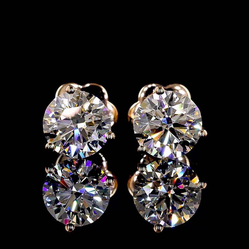 14K Rose Gold Martini Stud Earrings with Round Brilliant Cut Lab Diamonds - 2.11 Carat Total Weight - Covaloro Fine Jewelry