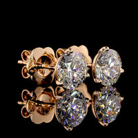 14K Rose Gold Martini Stud Earrings with Round Brilliant Cut Lab Diamonds - 2.11 Carat Total Weight - Covaloro Fine Jewelry
