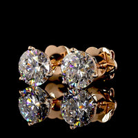 14K Rose Gold Martini Stud Earrings with Round Brilliant Cut Lab Diamonds - 2.11 Carat Total Weight - Covaloro Fine Jewelry