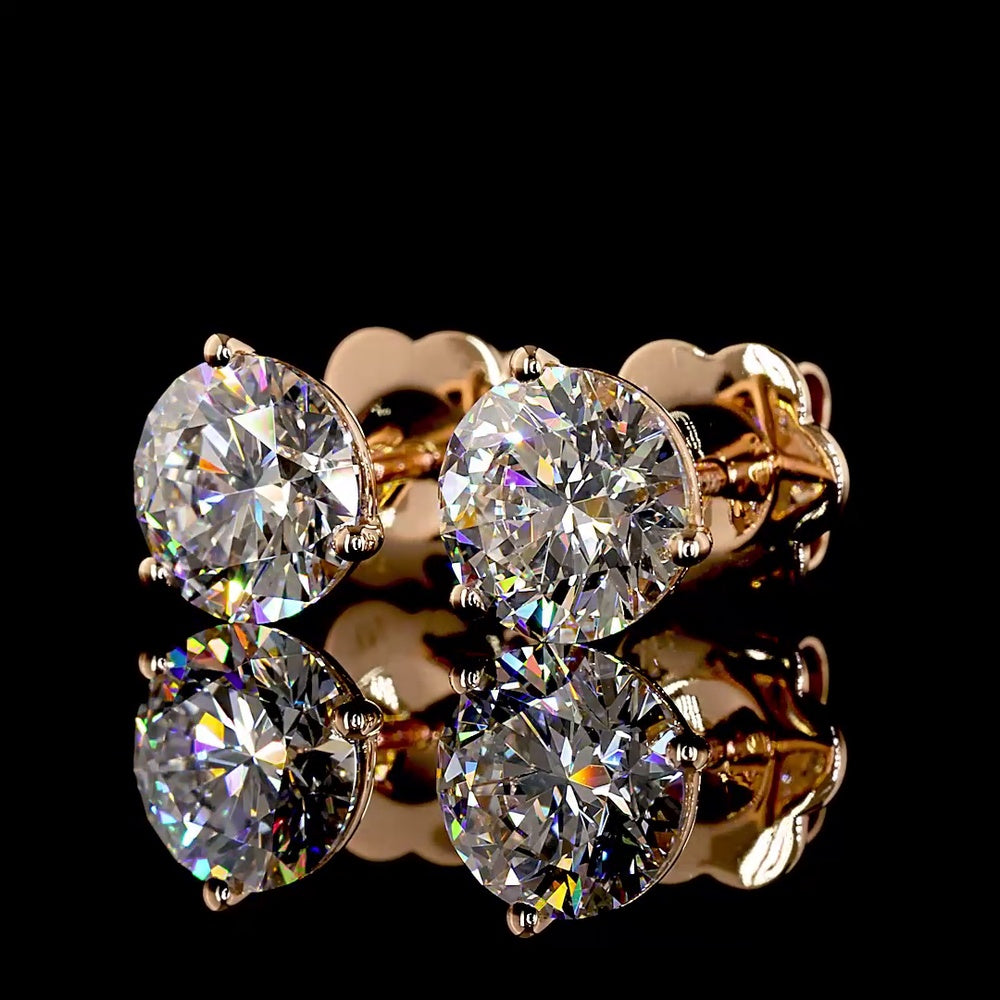 14K Rose Gold Martini Stud Earrings with Round Brilliant Cut Lab Diamonds - 2.11 Carat Total Weight - Covaloro Fine Jewelry