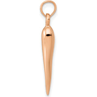 14K Rose Gold Medium 3D Italian Horn Pendant - 34.25mm Length by Oro Pregiato