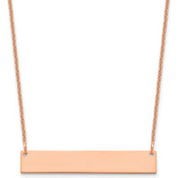 14K Rose Gold Medium Blank Bar Necklace - Engravable Pendant with Cable Chain - 18" Length by Oro Pregiato