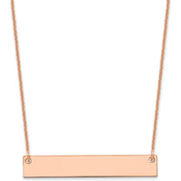 14K Rose Gold Medium Blank Bar Necklace - Personalized Pendant with Polished Finish by Oro Pregiato