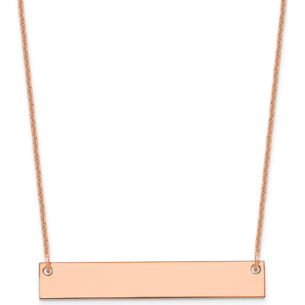 14K Rose Gold Medium Blank Bar Necklace - Personalized Pendant with Polished Finish by Oro Pregiato