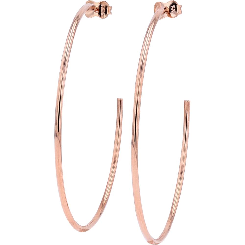 14K Rose Gold Medium C Hoop Earrings with Polished Finish
