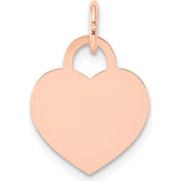 14K Rose Gold Medium Engraveable Heart Charm - Personalized Rose Gold Pendant by Oro Pregiato